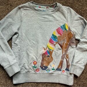 Mini Boden gray cotton sweatshirt with beautiful horse design, age 11-12